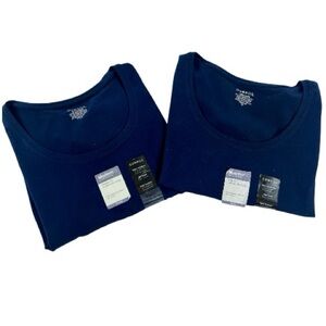 2-Pack Navy Scoopneck Tops |SM (4–6) |Soft Stretch | Shrink & Fade Resist